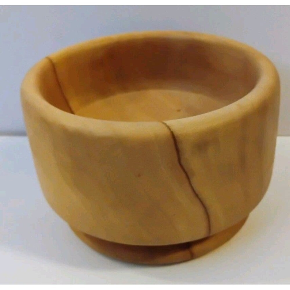 Vintage Hand Turned Footed Wooden Bowl MCM Oregon Myrtlewood Small Pedestal